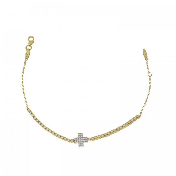 Δίχρωμο Γυναικείο Βραχιόλι Με Ζιργκόν Κ14